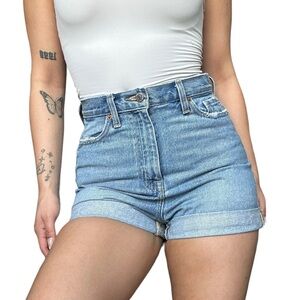 BDG Urban Outfitters Denim Shorts Womens 25 High Waisted Boho Festival Baby Blue